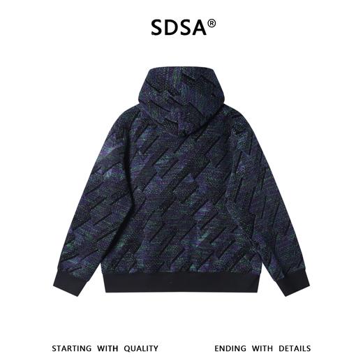 SDSA男士秋冬新款痞帅男装时尚绒毛撞色斜拉链连帽卫衣外套百搭 商品图4