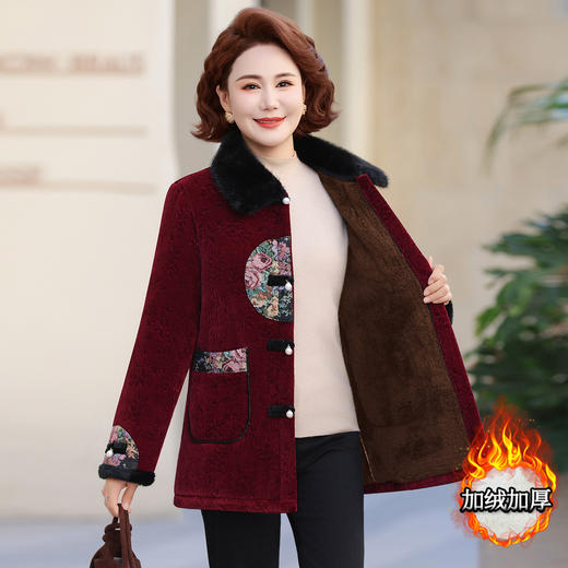 XK 9809妈妈装冬装外套加厚保暖休闲毛呢外套加绒 商品图1