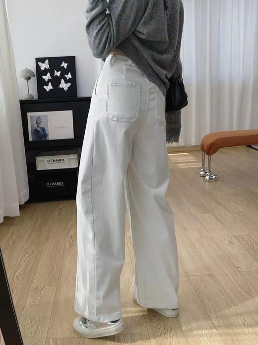 D121629松紧腰宽松慵懒松弛感杨桃裤高腰显瘦加绒阔腿牛仔裤女秋冬 商品图4