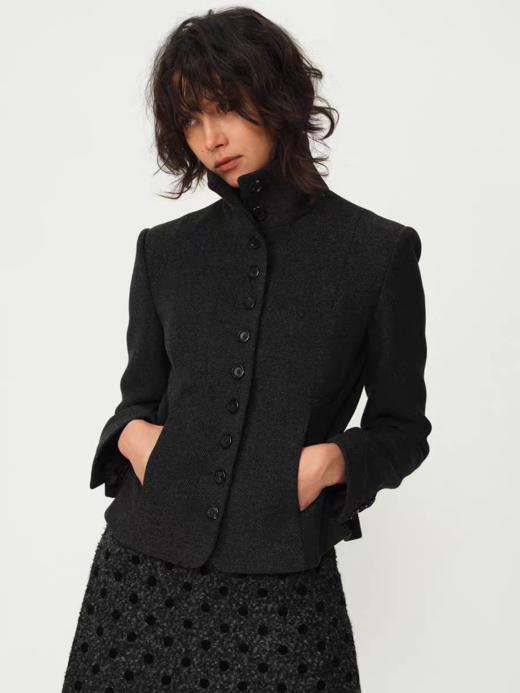 Evistub girls/E-5DWT1437/复古鸵鸟领休闲毛呢外套 商品图3