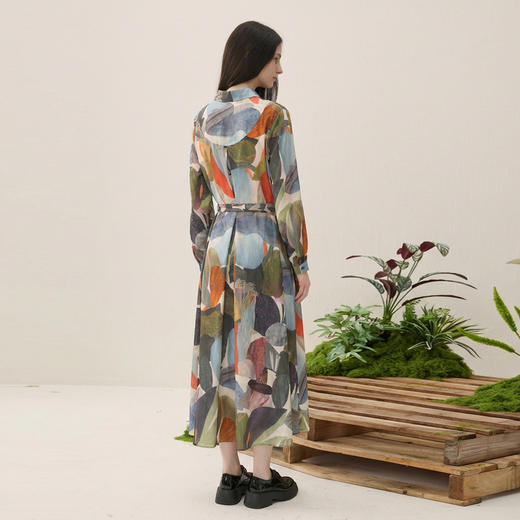 谜底纯棉连衣裙长袖2026春季新品复古原创花色A型长裙女265ML5031 商品图2