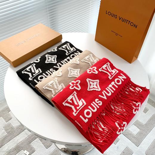 驴家  顶级monogram图案山羊绒羊毛混纺毛字母花卉3D提花长巾披肩（DSX） 商品图0