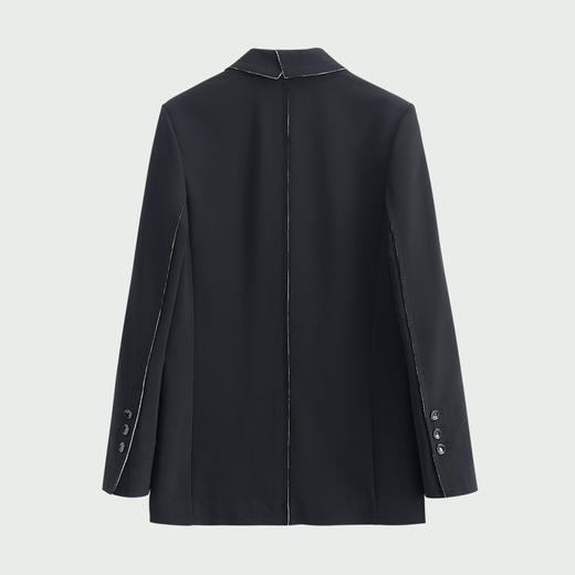 (秋冬新品)【JASON WU】25年新款长袖精纺羊毛修身撞色毛边西装 商品图2
