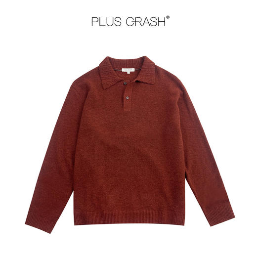 潮牌PLUS CRASH羊毛混纺老钱风翻领针织衫保暖毛衣PC55SW76 商品图3