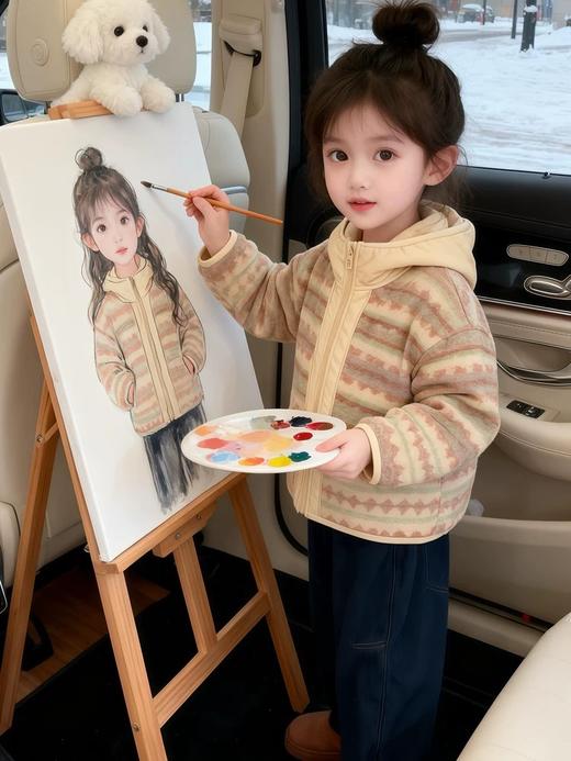 一店k （成套入！）冬季暖绒绒的陪伴！秒拉丁儿童新款费尔岛连帽外套+香蕉加绒卫裤 商品图1