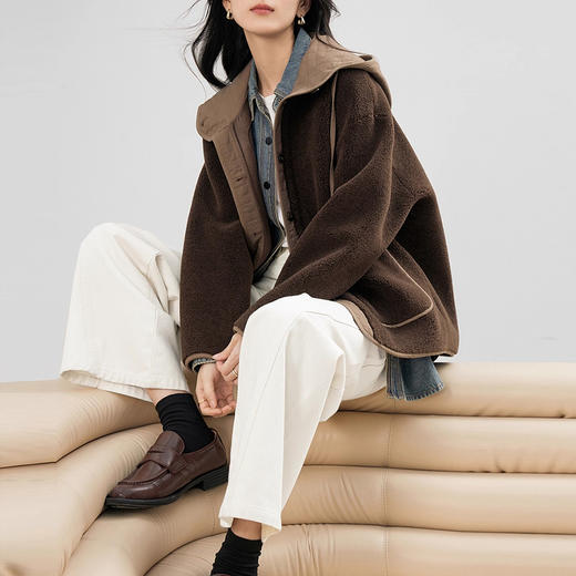 裁缝学苑AS611羊羔毛拼接短款外套纸样女装新款连帽宽松上衣样板 商品图2