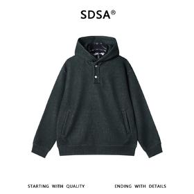 SDSA男士秋冬新款痞帅男装高街撞色按扣连帽针织卫衣百搭宽松上衣