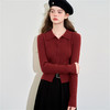 经典百搭基础款翻领长袖毛衣女设计感不规则软糯上衣V3642530 商品缩略图1