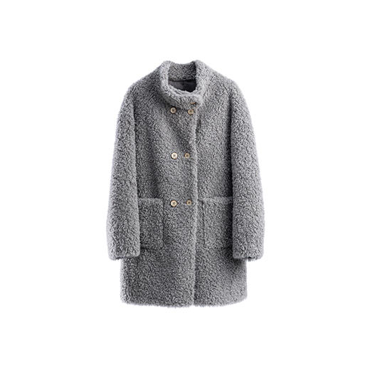 绽放826朵/完美双排扣外套·羊羔毛立领双排扣一手长加厚外套女 商品图3