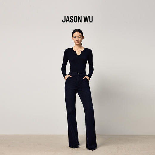 (莱赛尔)【JASON WU】25秋冬新款纯色小众设计感金属项链针织衫小衫 商品图1