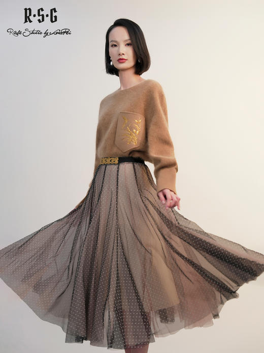郭培成衣RSG「双生纱梦」网纱波点刺绣黑色半身裙2025时尚新品 商品图1