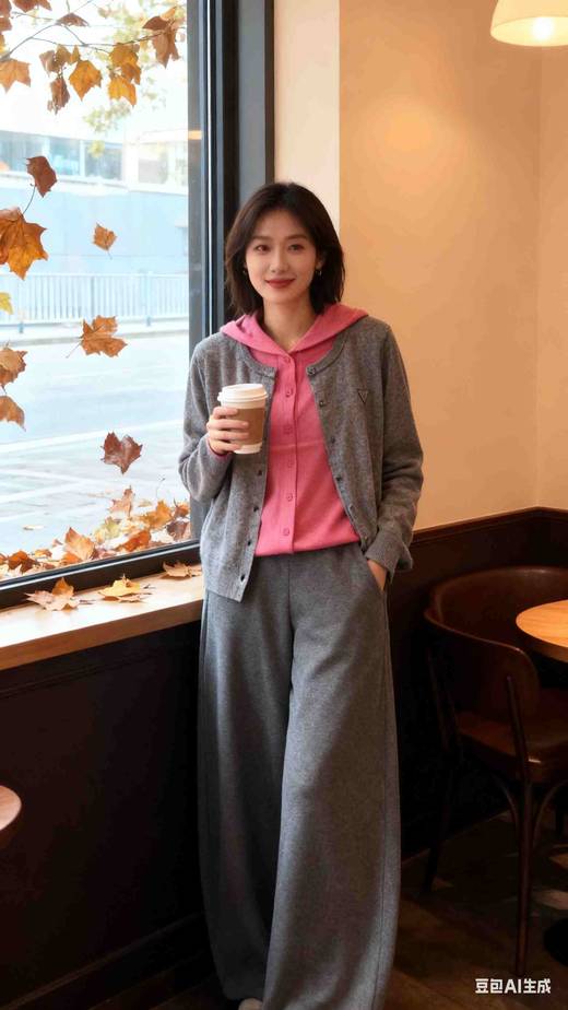 58G739全毛假两件开衫连帽毛衣 商品图4