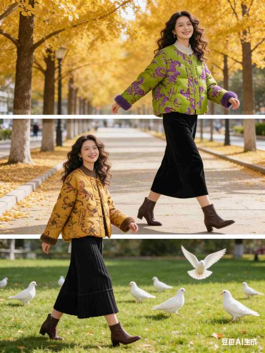 588580新中式国风短款水貂袖羽绒服 商品图7