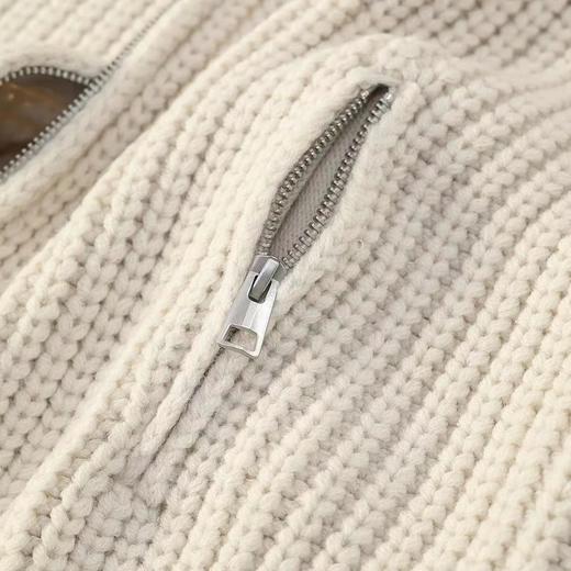 D121630粗棒针立领加厚毛衣外套羊毛针织开衫上衣秋冬女 商品图4