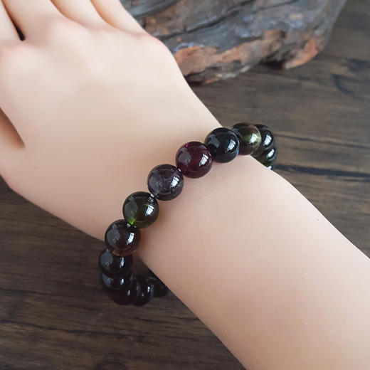 【天然正品】天然收藏级近全净体彩色约10.9MM碧玺猫眼圆珠手串  161225XY06 商品图5