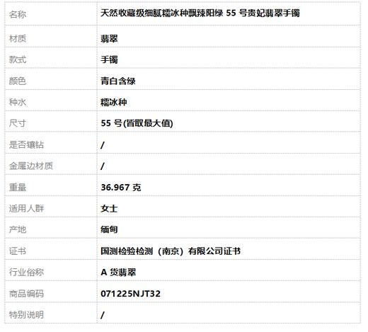 【天然正品】A货翡翠天然收藏级细腻糯冰种飘辣阳绿55号贵妃翡翠手镯  071225HS32 商品图7