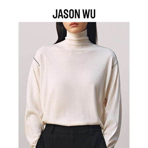 【JASON WU】(绵羊毛)秋冬新款撞色线羊毛高领针织衫 商品图3