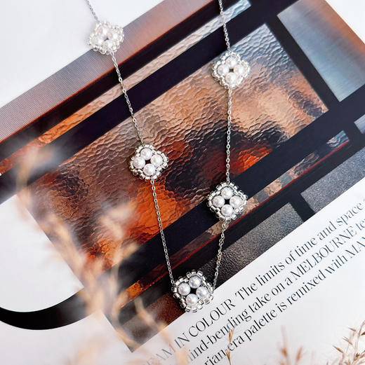 甄珠贝 纯手工精制 四叶草+雪花系列 淡水ji光正圆珠 商品图5