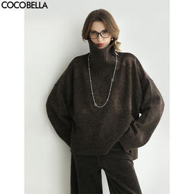 COCOBELLA软糯蓬松高领羊毛针织衫女秋冬加厚通勤毛衣MZ3259