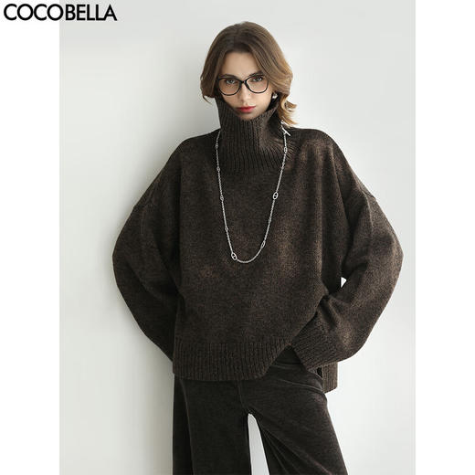 COCOBELLA软糯蓬松高领羊毛针织衫女秋冬加厚通勤毛衣MZ3259 商品图0