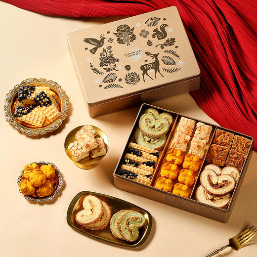 【酥韵六重奏】悠享时牛奶搭档低糖红豆黄油蛋黄酥零食办公室休闲下午茶传统糕点饱腹六种口味350g 商品图1