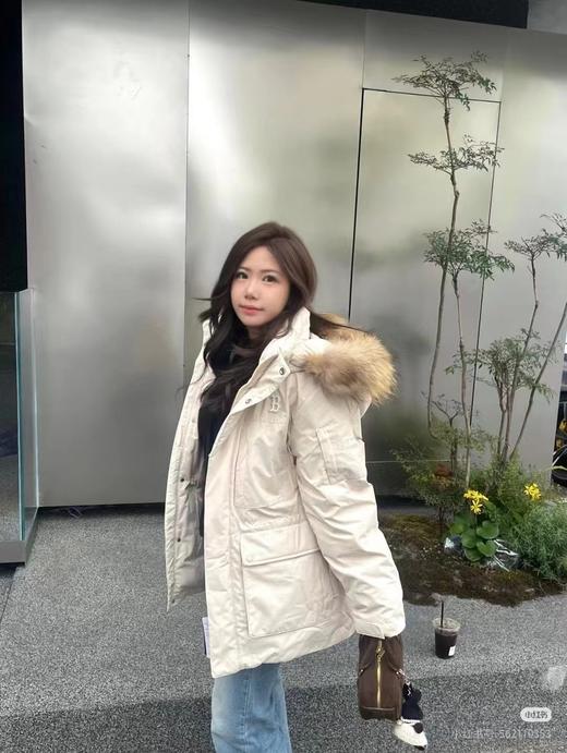 D121698貉子毛领工装派克服连帽羽绒服百搭通勤男女情侣款 商品图4