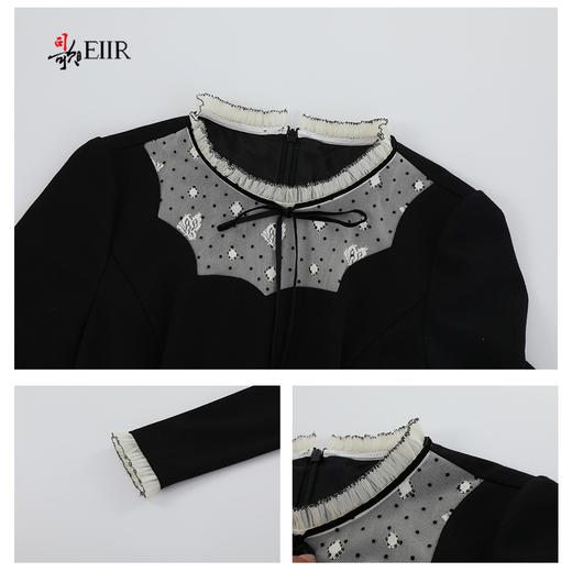 司歌A921151X假两件长袖连衣裙优雅收腰黑裙A921151X 商品图2