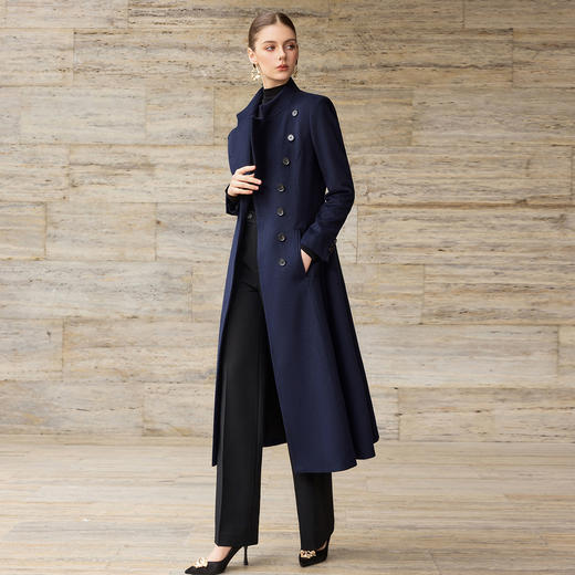 IWY/藏青色羊毛呢子大衣秋冬新款高级感气质通勤职业装外套女WC367 商品图5