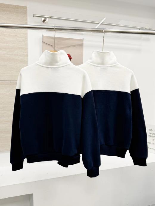 D121663简约大气有质感撞色拼接半拉链加绒卫衣 商品图2