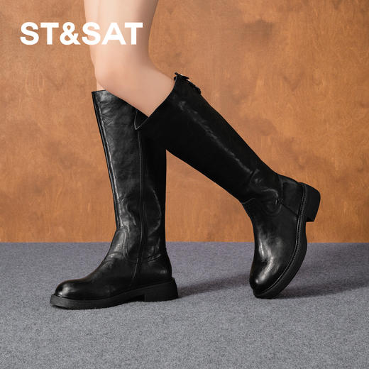 【绒里可选】星期六朋克时髦褶皱设计百搭长筒靴SSD4117560/SSD4119560 商品图4