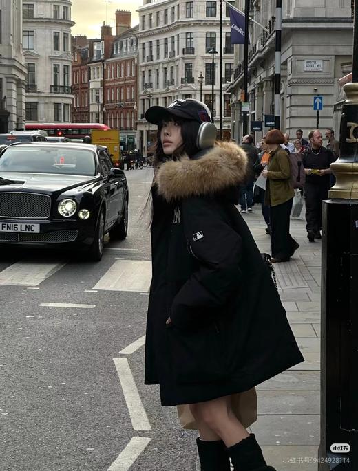 D121698貉子毛领工装派克服连帽羽绒服百搭通勤男女情侣款 商品图7