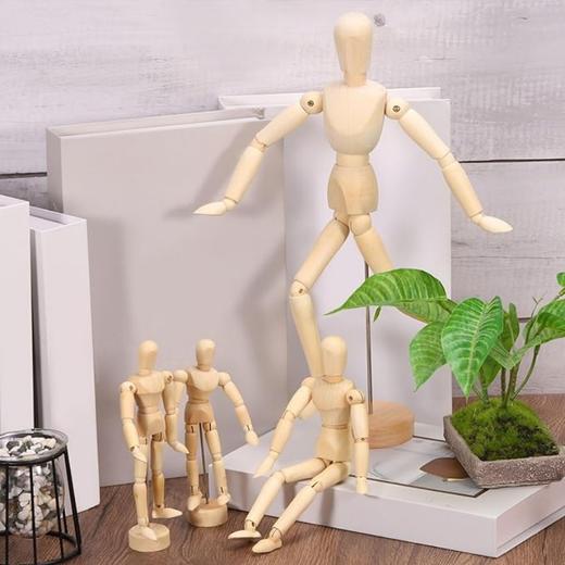 5.5英寸木制人体模型木偶 艺术家素描人体模型 素描绘画家庭装饰摆件 灵活可移动关节 商品图3