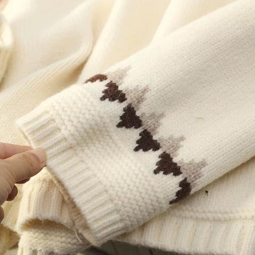 D121627北欧风费尔岛提花高领插肩袖宽松加厚针织毛衣女 商品图12