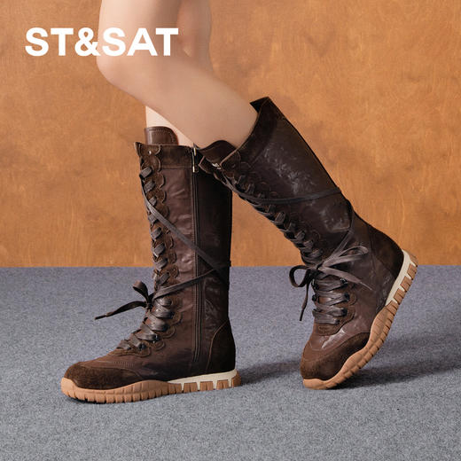 星期六复古做旧风户外运动拳击靴SSD4117197 商品图0