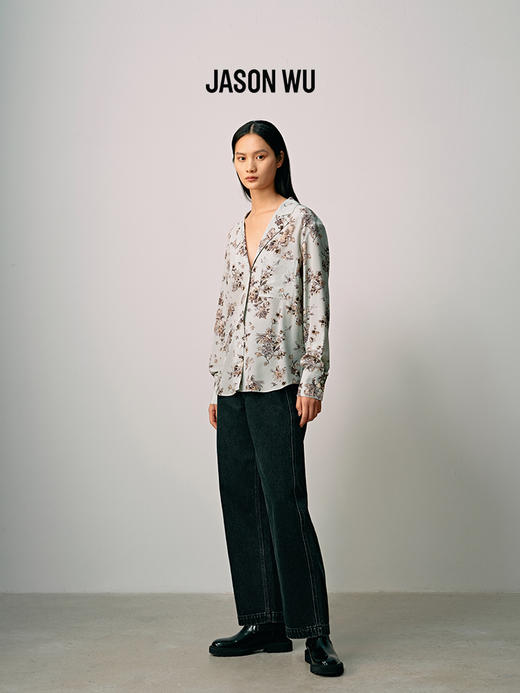 (桑蚕丝)【JASON WU】25年秋季新款真丝童话精致印花睡衣式上衣衬衫 商品图2