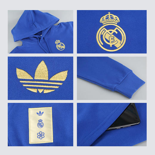 小李子ADIDAS阿迪达斯皇马足球运动休闲连帽卫衣成人男JZ2237 商品图3