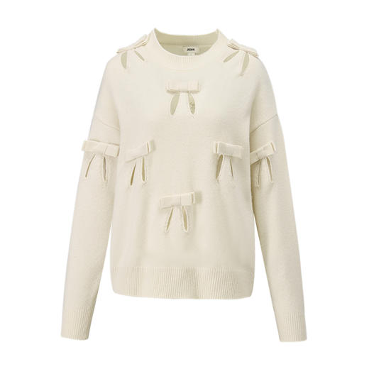 (张婧仪同款)【JASON WU】秋季新款蝴蝶结镂空羊绒上衣针织衫女 商品图1