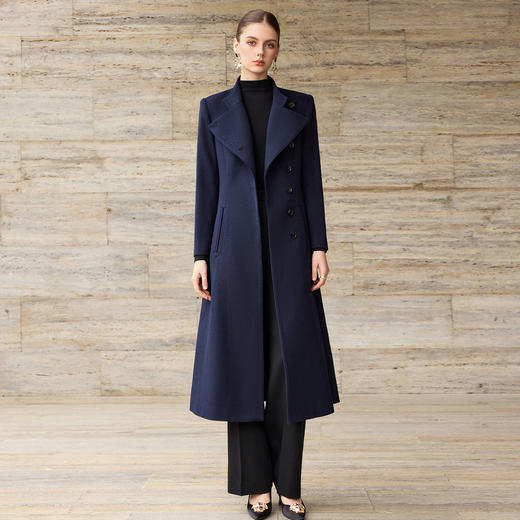 IWY/藏青色羊毛呢子大衣秋冬新款高级感气质通勤职业装外套女WC367 商品图6