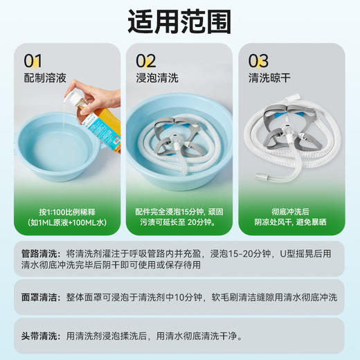 【第3件0元】可孚呼吸机专用清洗皂液头带面罩管路清洁天然深层洁净抑菌淡香 商品图4