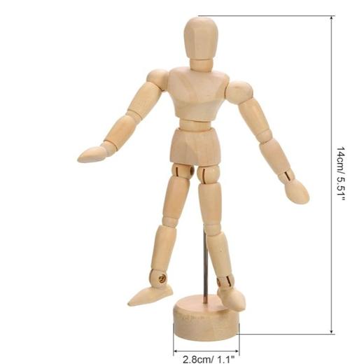 5.5英寸木制人体模型木偶 艺术家素描人体模型 素描绘画家庭装饰摆件 灵活可移动关节 商品图1