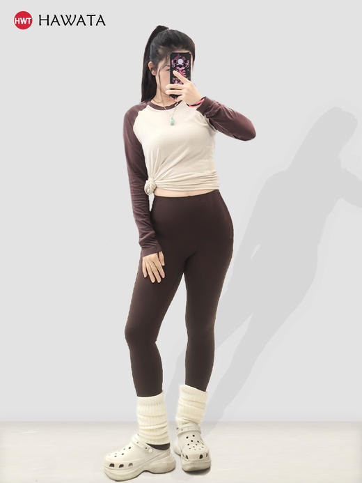 哈瓦塔撞色美丽奴羊毛速干运动长袖H350181 商品图0