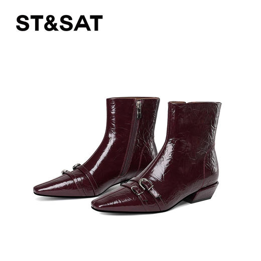 【绒里可选】星期六英伦风双扣带方头粗跟切尔西SSD4116Y7T/SSD4118YFJ 商品图14