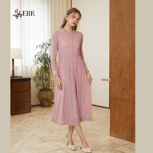 司歌长袖收腰弹力长袖秋连衣裙中长裙A921255X 商品图2