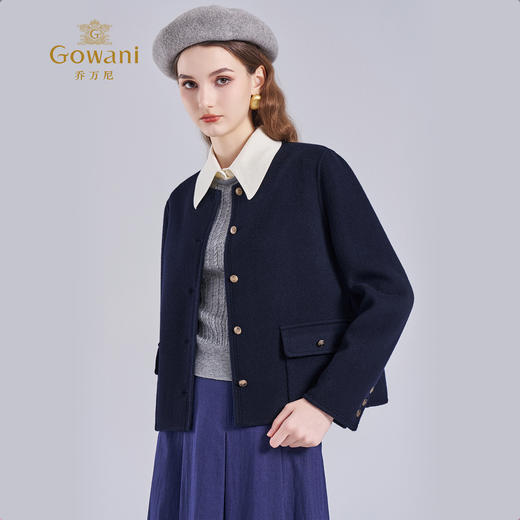 乔万尼2025冬新品千金小香风短款羊毛羊绒混纺毛呢大衣外套ED4B703 商品图2