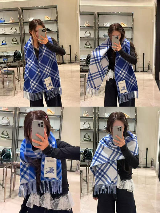 巴宝莉 新款苏格兰格纹羊绒围巾（DSX） 商品图7