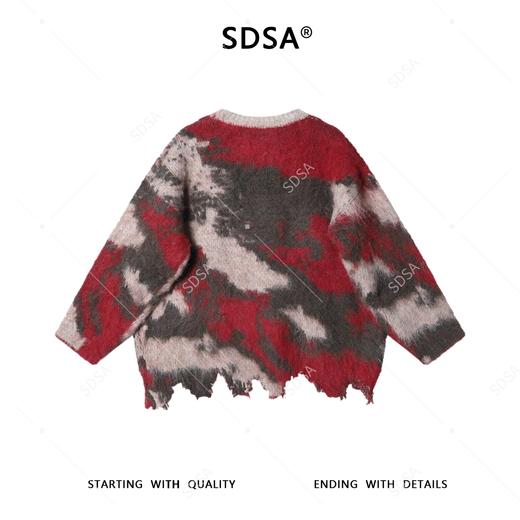 SDSA男士秋冬新款痞帅男装设计感不规则撞色圆领毛衣慵懒风百搭 商品图4