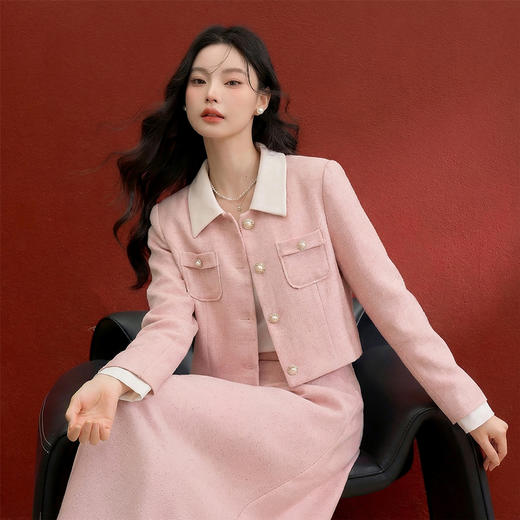 西遇小香风半身裙套装女秋季新款法式短款衬衣外套两件套V0055471/SS051441 商品图2