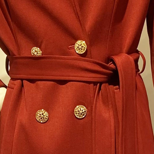 伯妮斯茵 | 轻奢职场风 双排扣西装领大衣 长款收腰毛呢外套 秋冬气质通勤大衣 HJ3C05 商品图4