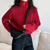 【短款慵懒风小个子毛衣】半拉链高领毛衣女 秋冬针织衫外穿软糯宽松上衣潮  商品缩略图5