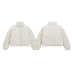 D121671贴布刺绣大口袋女款立领条绒鸭绒羽绒服